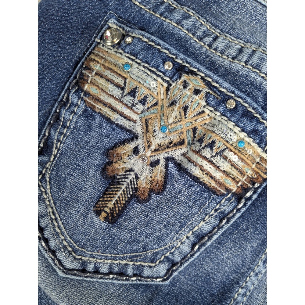 Miss‎ Me Jeans Womens Embellished Bootcut Blue Denim Pants Fits 28x30